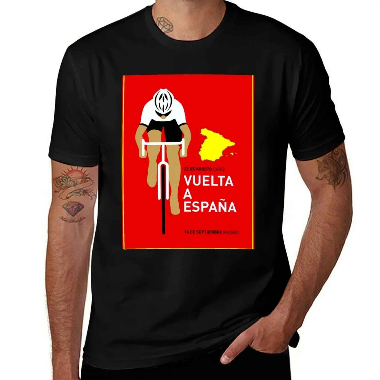 VUELTA A ESPANA: Bicycle Racing Advertising Print T-Shirt Athletic Quick Dry for Men T-Shirt