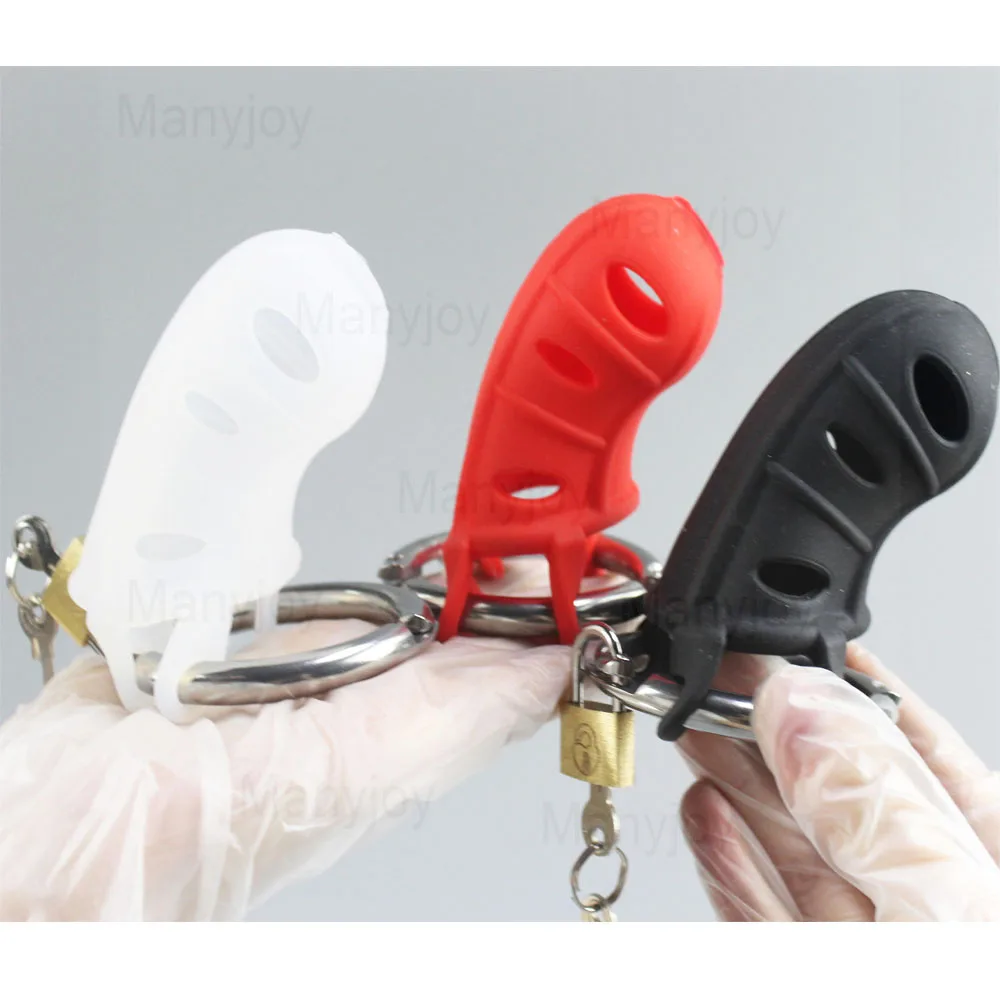 HotX Male Soft Silicone Chastity Cage Penis Lock Cock Ring Chastity Penis Cages Lock Adult Bondage Adult Sex Toys for Men