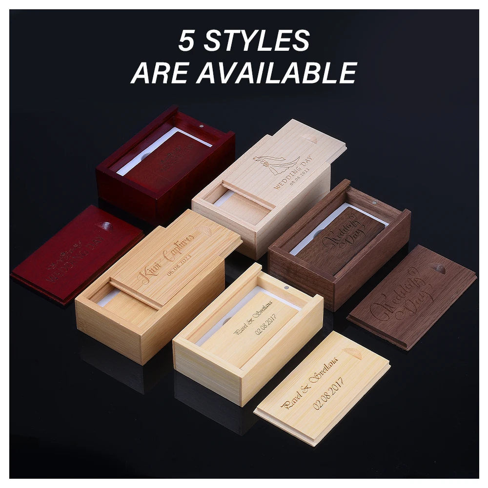 Unidad Flash USB de madera de nogal, 5 unidades por lote, 128GB, unidad de bolígrafo con logotipo personalizado gratis, 64GB, memoria para estudio de fotografía, 64GB, regalo de boda