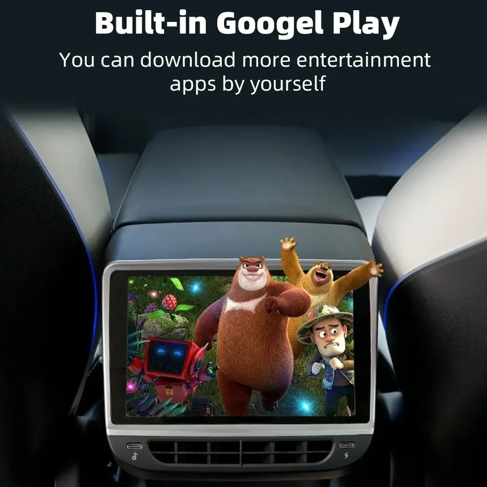 7'' Android Multimedia Screen Carplay Car Rear Seat Entertainment Player for  Model 3 or Model Y Rear Air Conditioner Panel