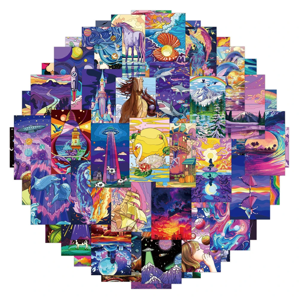 60PCS Beautiful Starry Sky Universe Popular Graffiti Stickers For Notebook Laptop Helmet Decal BulingBulingStickers Store