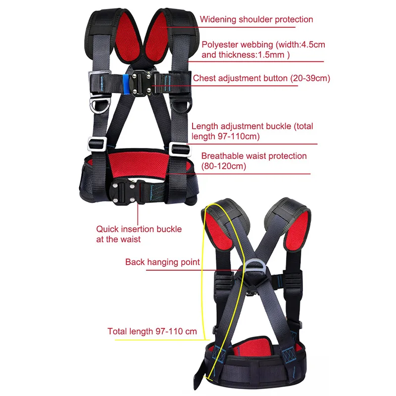 Three-point Safety Belt Aerial Work National Standard Safety Harness with Rope Hook Set Anti-fall Protective Construction Belt