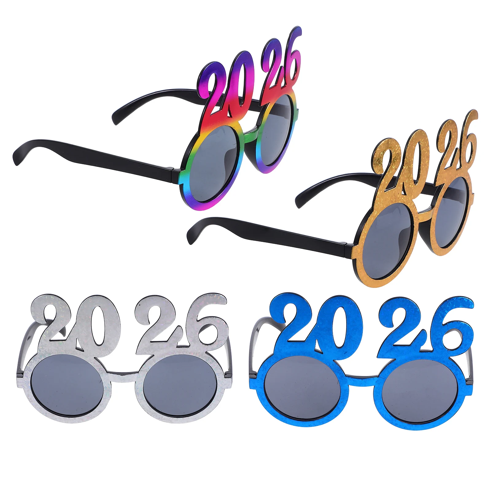 

4Pcs 2026 Glasses New Year's Eve Party Glasses Decoration Premium Pc Material Fade Resistant Ideal for Holiday Birthday