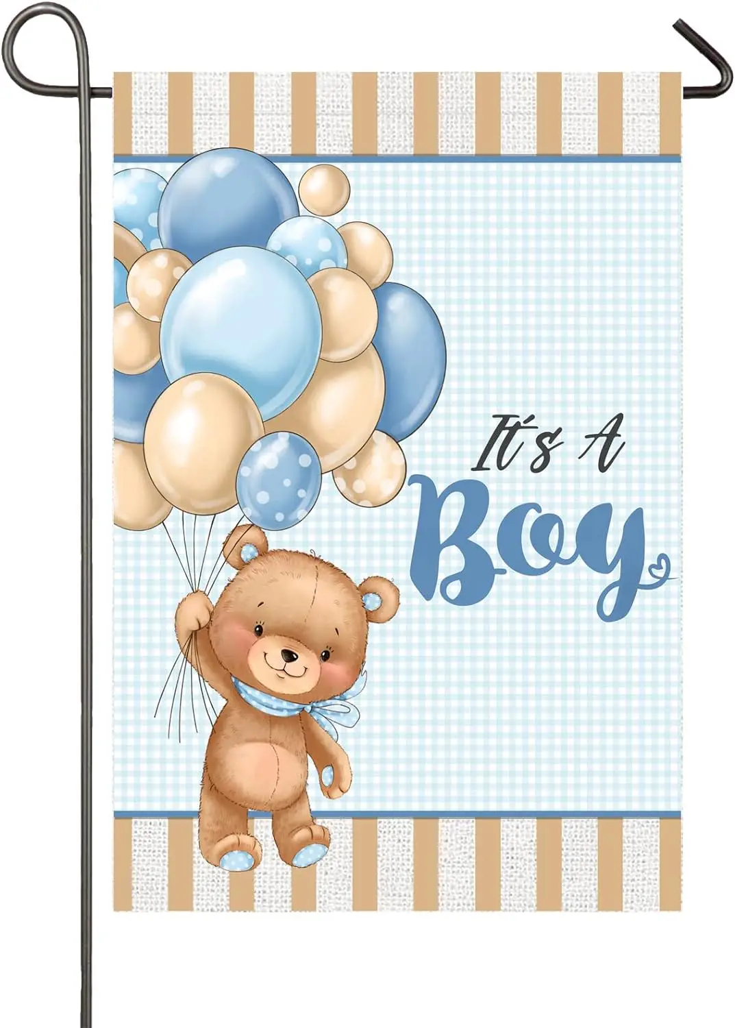 It's A Boy Garden Flag 12x18 Inch Double Sided Teddy Bear Balloons Baby Boy Garden Flag Baby Shower Birth Announcement Gende