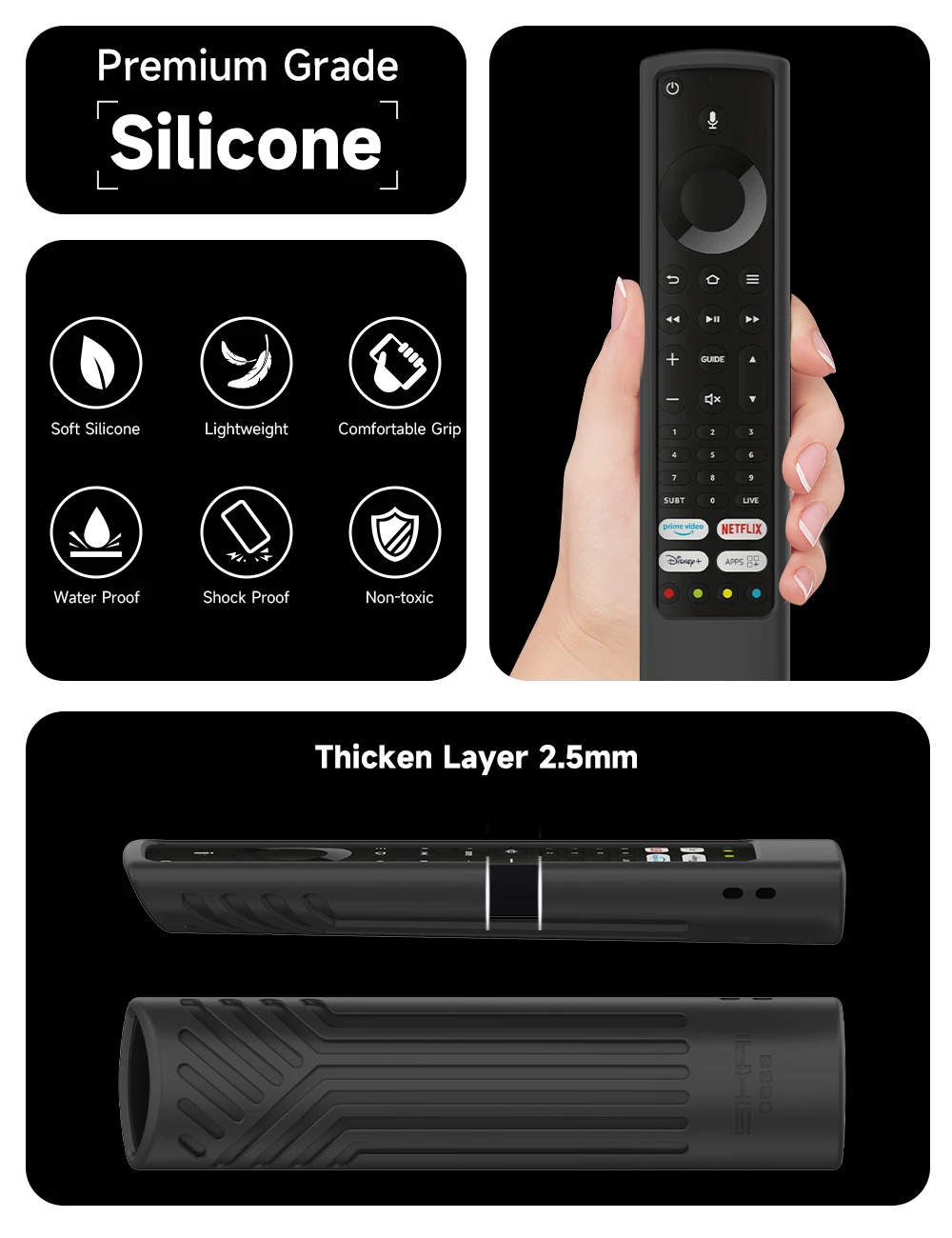 Silicone case for Xiaomi Fire Smart TV F2 Voice Remote Protective cover for TOSHIBA CT-8565/JVC RM-C3253/TCL YKF494-B204 Remote