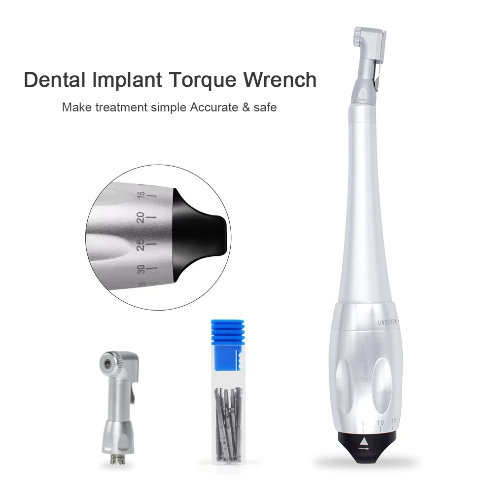 Dental Implant Torque Wrench Latch Head Handpiece With 12 Pcs Screwdriver 5 to 35 N.cm Dentistry Repair Tools