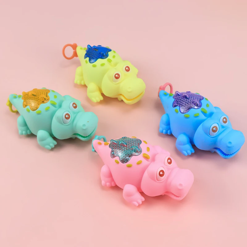 Bonito dos desenhos animados puxar linha crocodilo brinquedos brilhantes novidade educação precoce bebê rastejando crianças criativo relógio brinquedos crianças presente