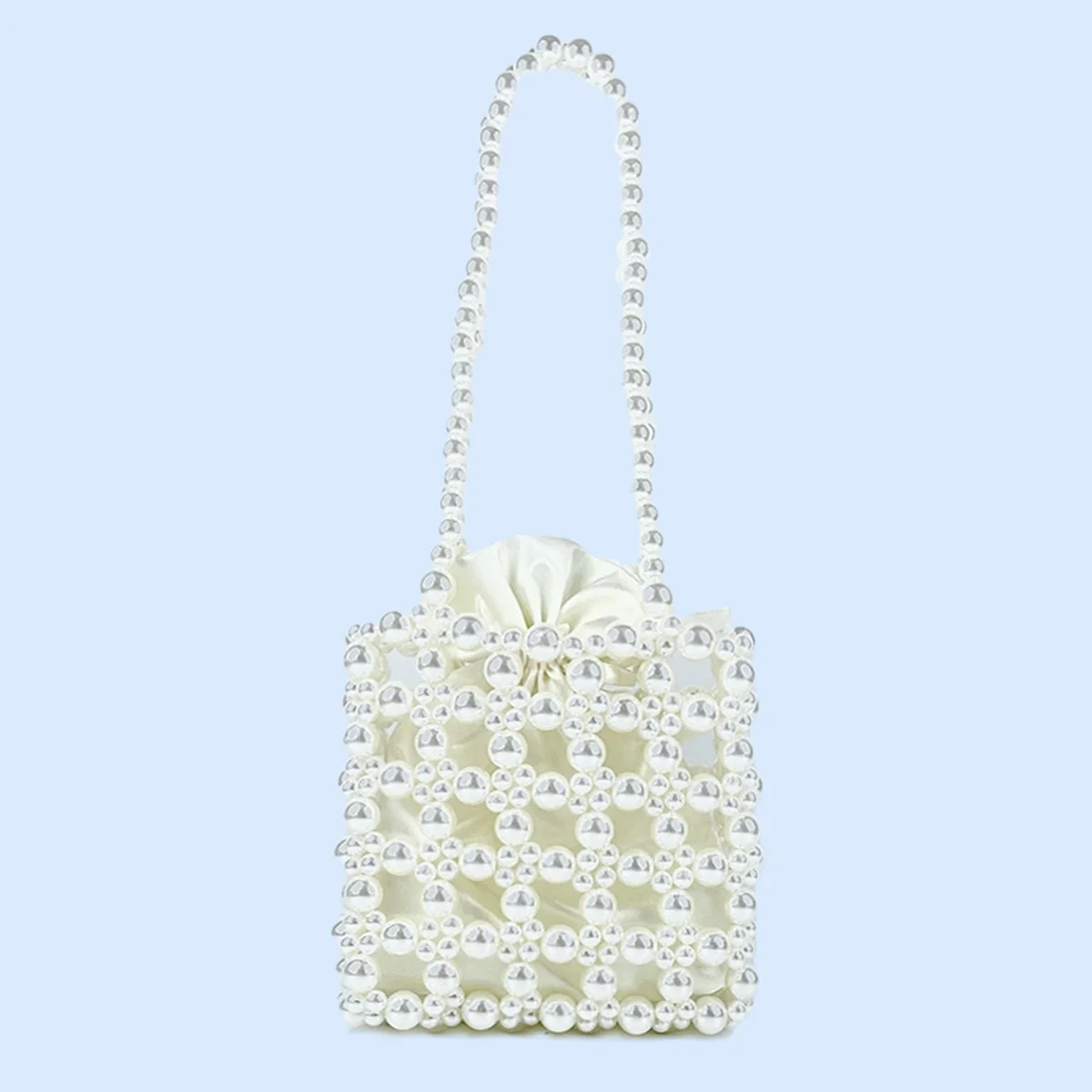 New French style elegant lady pearl handbag, handmade beaded finished bag, summer mobile phone small square bag