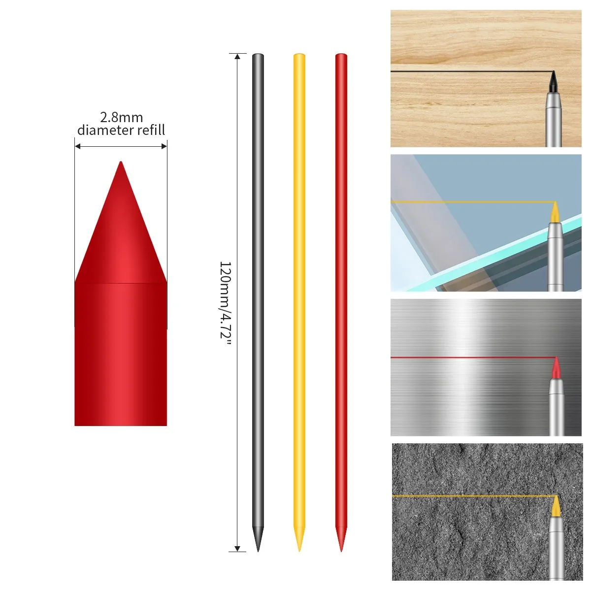 Imagem -02 - Lápis Mecânico Carpinteiro Sólido com Apontador Carpintaria Marcação Scriber Ferramentas de Construção Ferramentas para Carpintaria Cores Refil