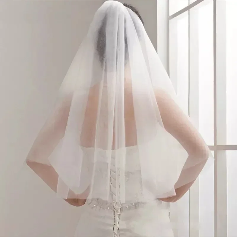 Short Tulle Wedding Veils Cheap White Ivory Bridal for Bride for Mariage Wedding Accessories