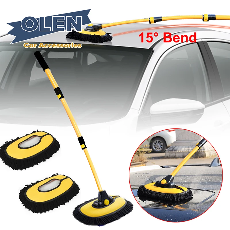 2022 New Car Cleaning Brush Car Wash Brush Telescoping Long Handle Cleaning Mop Chenille Broom Auto Accessories