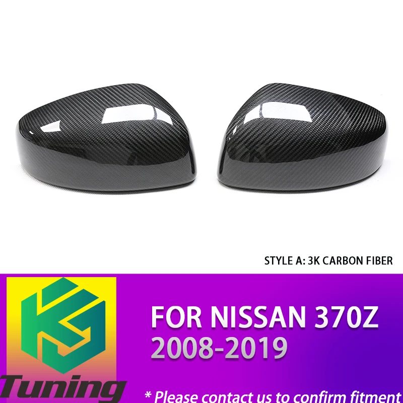 Add on Style Dry Carbon Fiber Side Door Rearview Mirror Cover Sticker For Nissan 370Z Z34 08 09 10 11 12 13 14 15 16 17 18 19