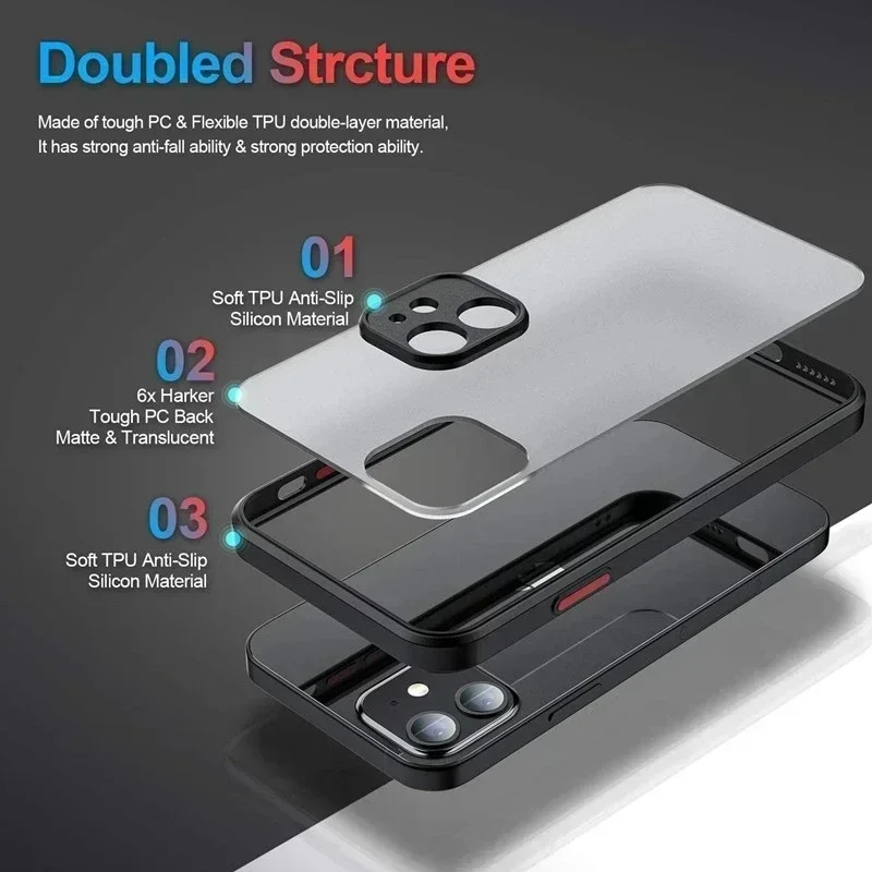 Matte Phone Case For iPhone 15 14 13 12 11 16 Pro Max Mini Luxury Soft Silicone Shockproof Case For iPhone 16 15 Plus XR XS MAX