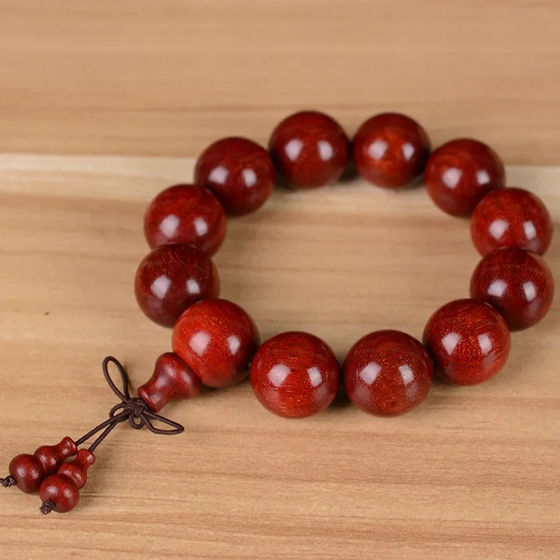 Blood red mud material true Venus lobular red sandalwood hand string blood sandalwood Buddha bead text play bracelets men women