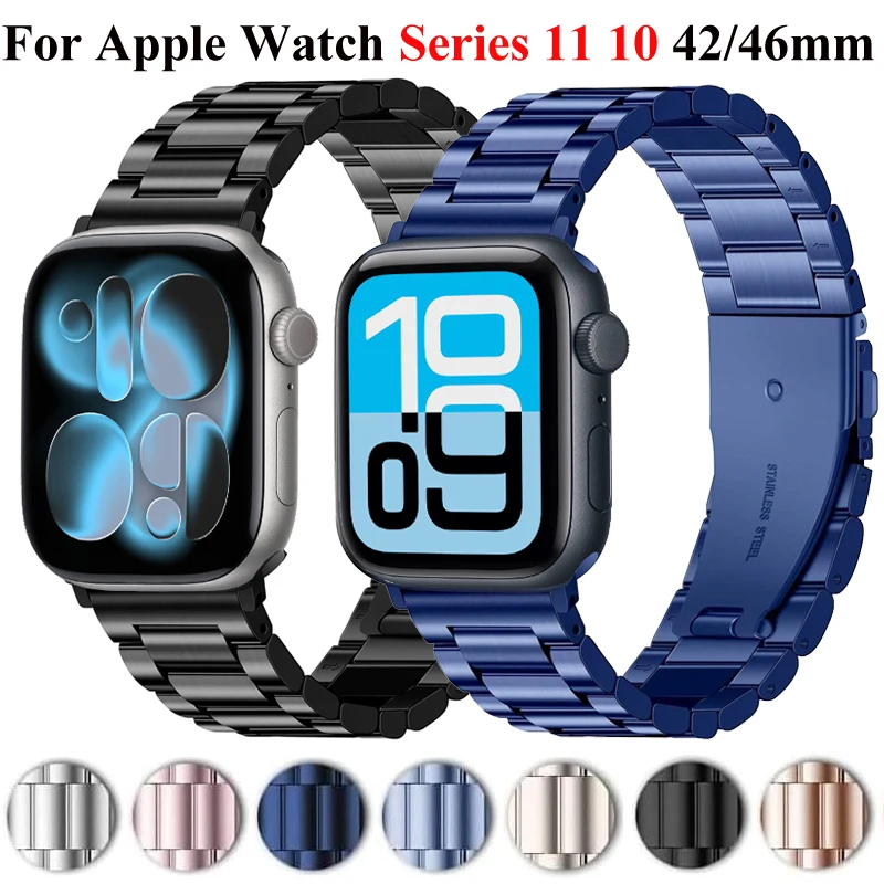 Metallarmband für Apple Watch Serie 11 10 42 mm 46 mm 45 mm 44 mm 40 41 mm Edelstahl Correa für Apple Watch Ultra 3 2 49 mm SE 3
