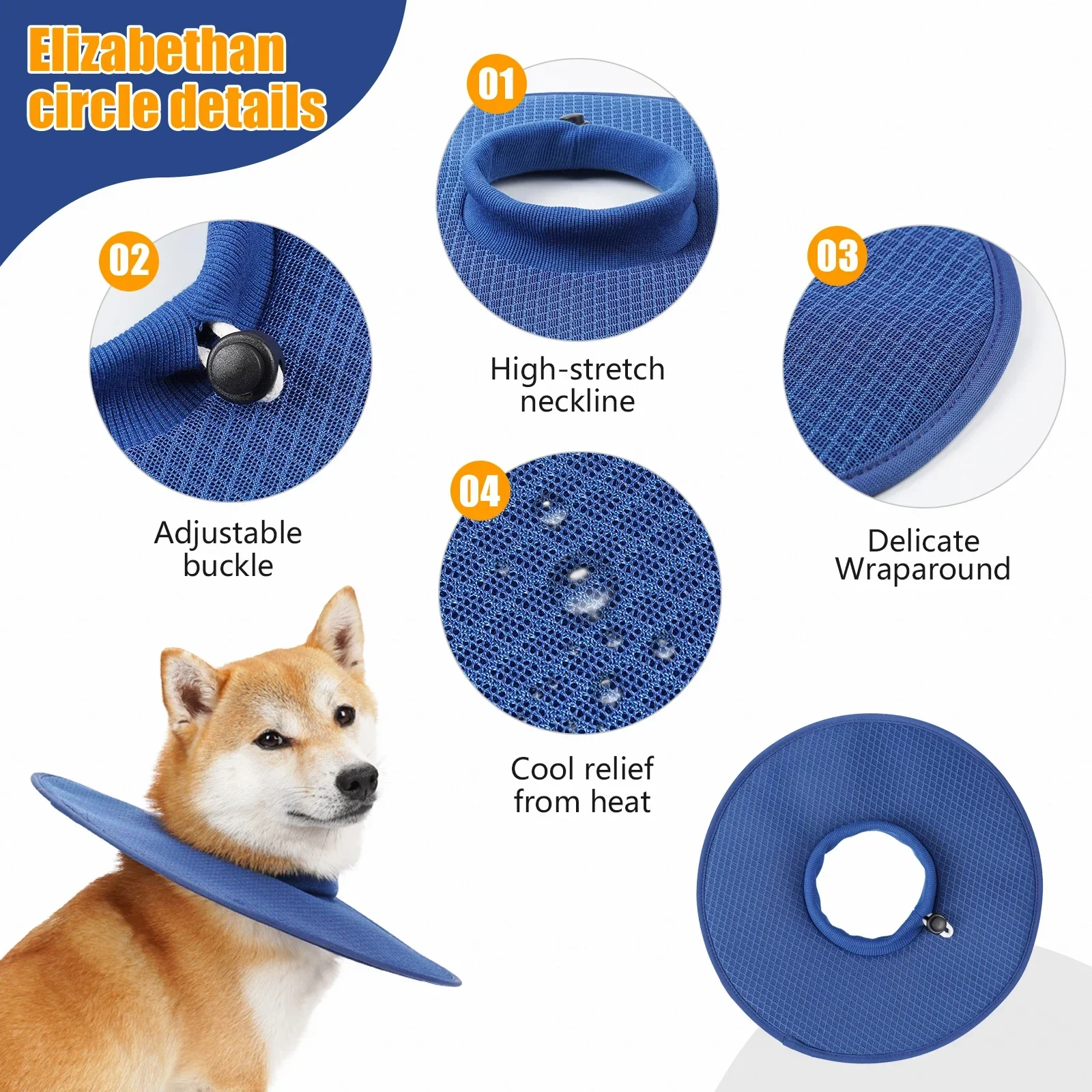 Dog Recovery Collar After Surgery Anti-Bite Lick Surgery Wound Adjustable Breathable Collar for Small Large Dogs Accessories