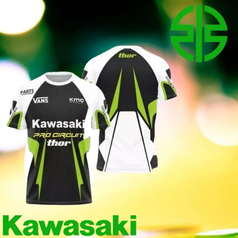 

Kawasaki Motorcycle Quick-drying T-shirt New Riding Competition Sports Breathable Top High-end Motorcycle Jersey Short Sleeves