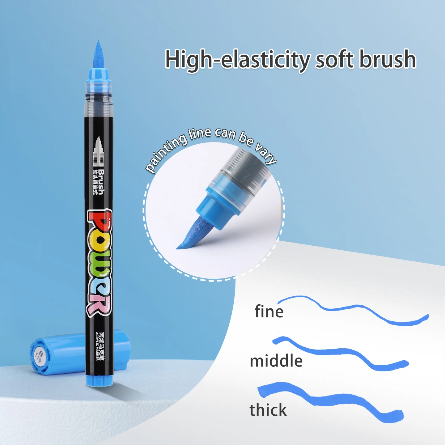 BAOKE MP2962, 60-цветный акриловый маркер, ручки и маркеры с мягким наконечником кисти, ручки с акриловой краской для поделок, художественных принадлежностей