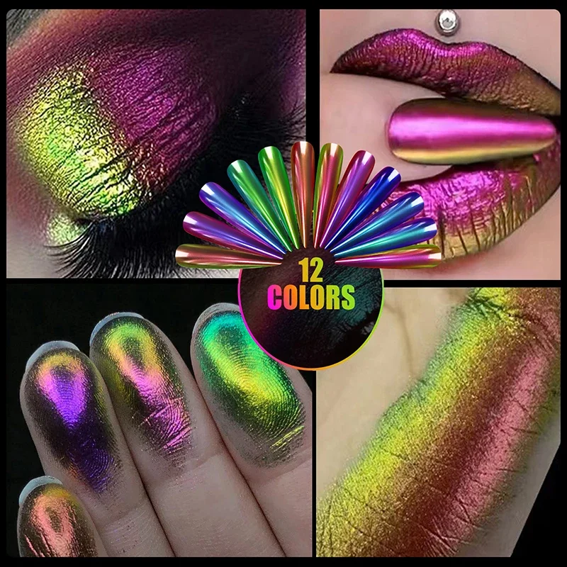 Magic Mirror Powder Chameleon Polarizing Nail Glitter High-Light Diamond Holographic Nail Art Pigments DIY UV Gel Manicure Dust