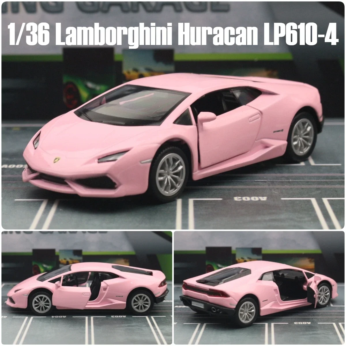 1:36 Lamborghini Huracan LP610-4 Super Sport Toy Car RMZ City Diecast Metal Miniature Model Pull Back Collection Gift For Boy