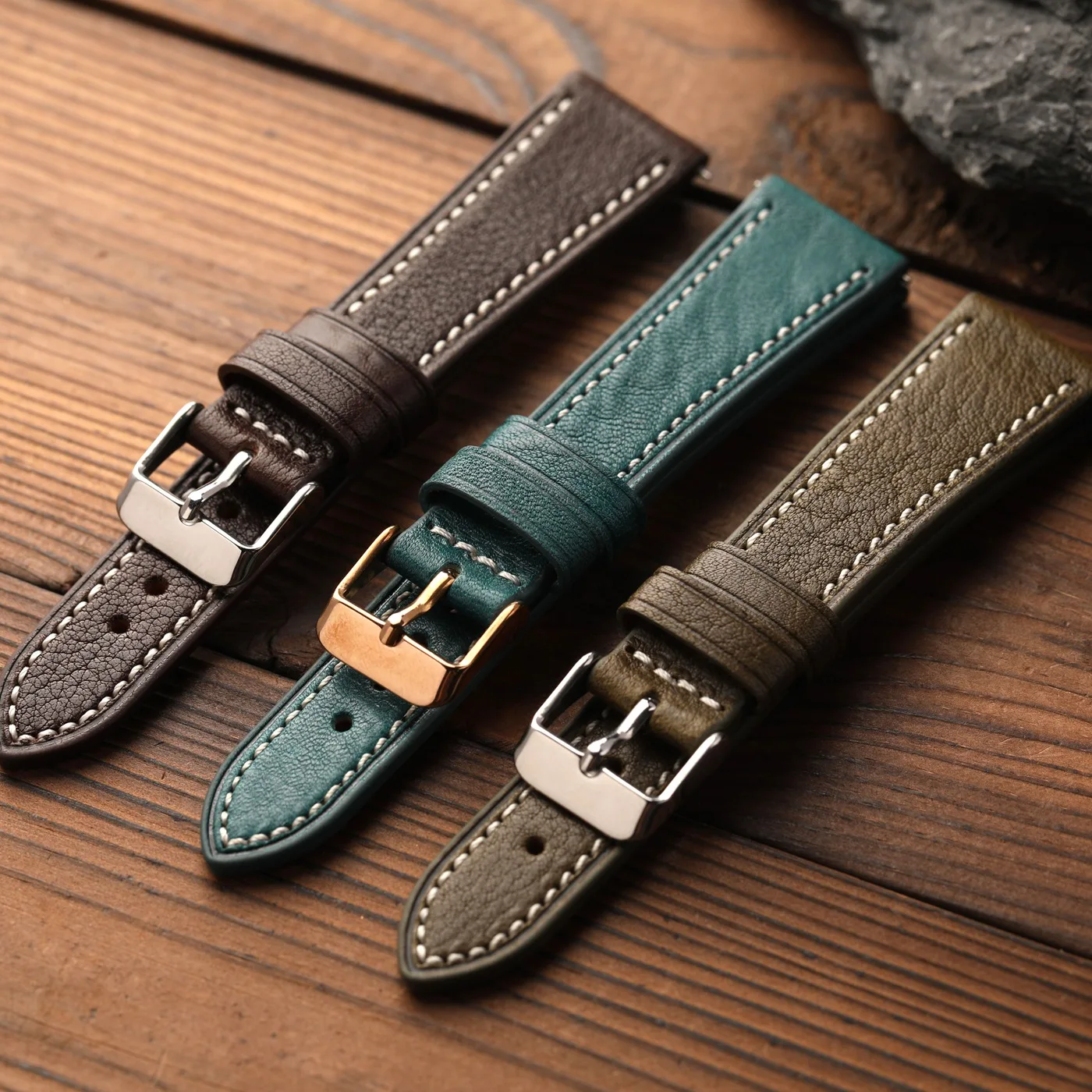 Handmade Italian cowhide strap 18 19 20 21 22MM, soft MBOX leather retro style, suitable for mechanical antique watches, quick r