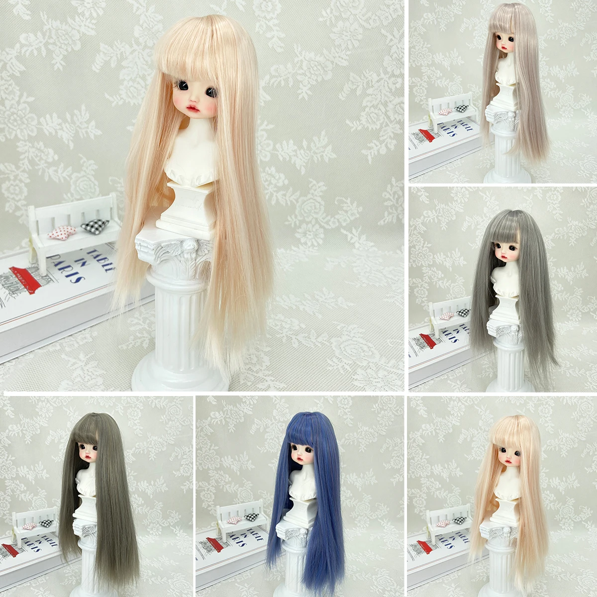 

1/3 & 1/4 & 1/6 Bjd Doll Wig with Bangs Long Straight Wig for Girls Diy Makeup Accessories BJD Doll Hair Bundle Cute Kawaii