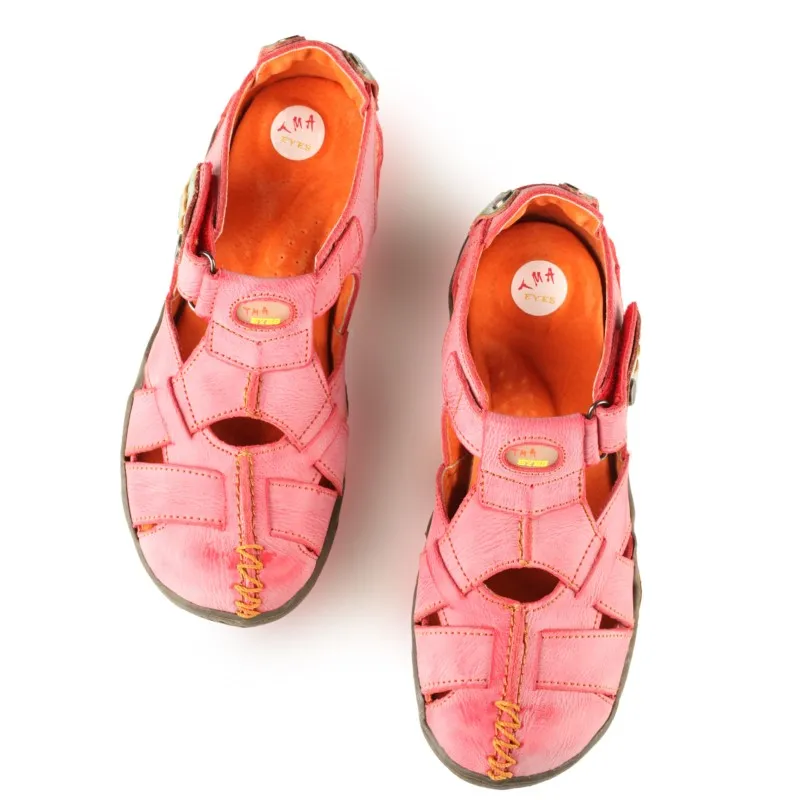 

Women's Cross Leather Upper Hand Stitching Casual Sandal Outdoor Comfortable Walking Shoes