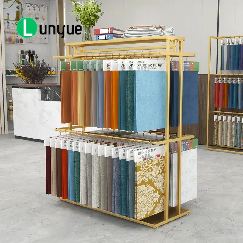 Multi Layer Silk Scarf Display Rack Curtain Fabric Elevator Color Card Stand Sample Leather Exhibition Shelf Home Textile