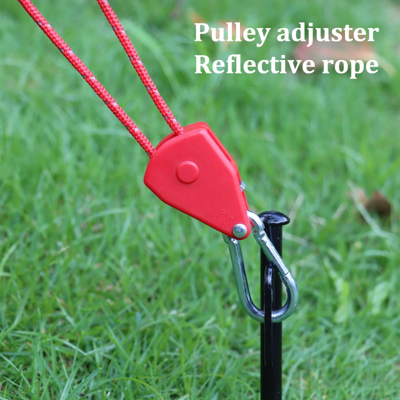 Outdoor Pulley Adjuster Tent Holder Metal Lifting Pulley Reflective Wind Rope Thickened Canopy Umbrella Rope 4Mm