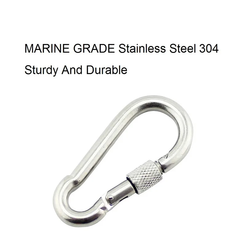 1PCS Carabiners Hook Clip Stainless Steel 304 50mm 60mm 70mm 80mm Length Stainless Steel Climbing Carabiners Marine For Sale