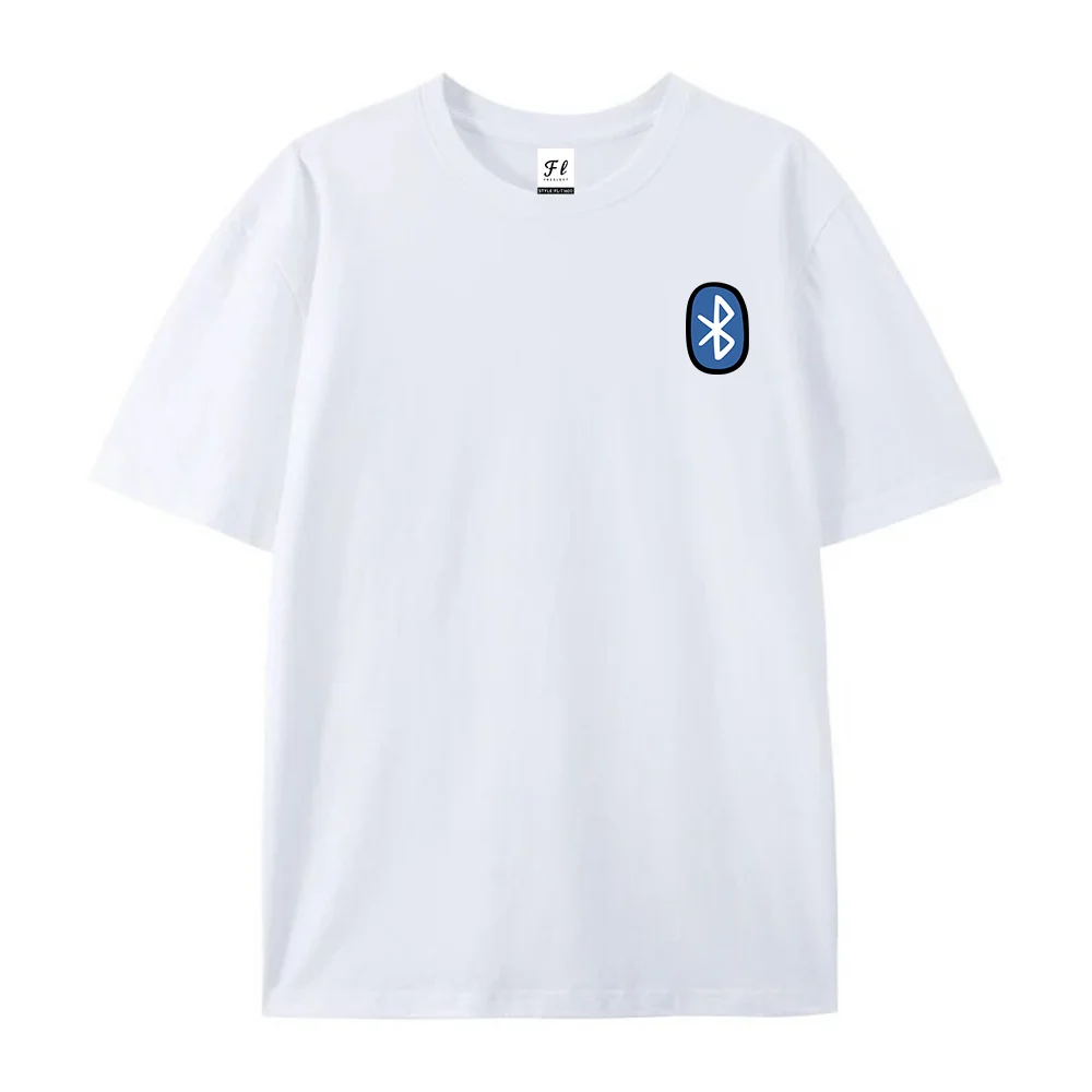 Funny Wireless Symbol Chest Print Graphic T‑Shirt Minimalist Small Pocket‑Size Fashion Logo Crew Neck Cotton Casual Tee Gift