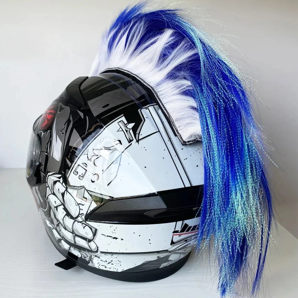 Unique Universal Mohawk Helmet Wig Lightweight with Magic Sticker Motorcycle Helmet Decorations Punk Style Cockscomb Wigs