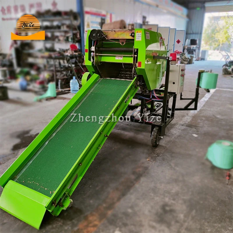 Automatic Wet Straw Packing Wrapping Wrapper Machine Corn Stalk Round Hay Grass Straw Silage Baling Press Baler