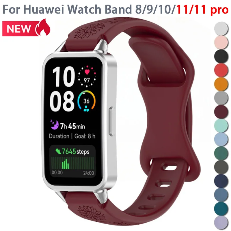 Neues Silikon-Armband für Huawei Band 11/11 Pro Austauschbares Verstellbares Band Weiches Uhrenarmband für Huawei Band 10 8 9