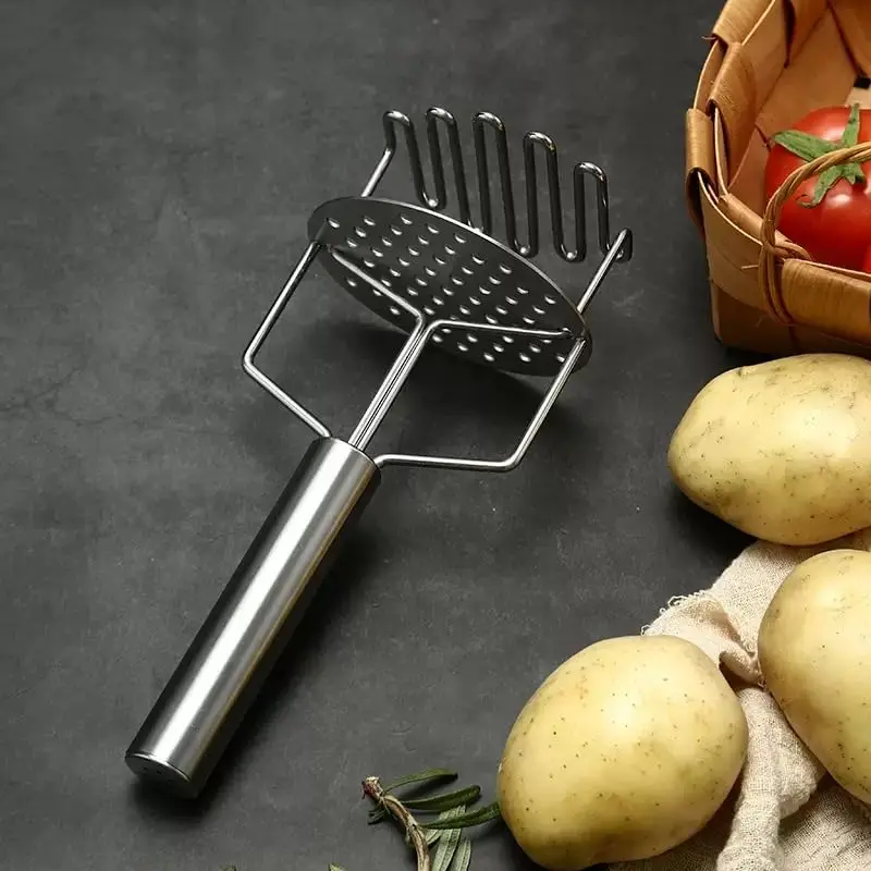

IK Double Layer Potato Masher Heavy Duty Stainless Steel Food Masher Potato Ricer Press and Mash Kitchen Gadget