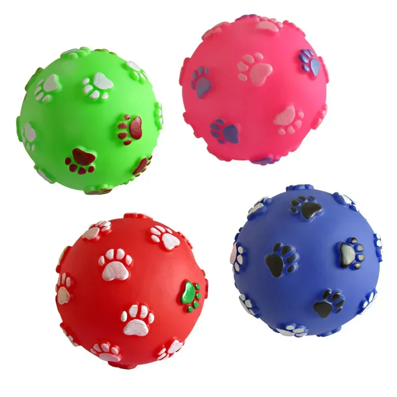 Pelota interactiva con sonido colorido para mascotas, juguete de goma suave para masticar, suministros para mascotas