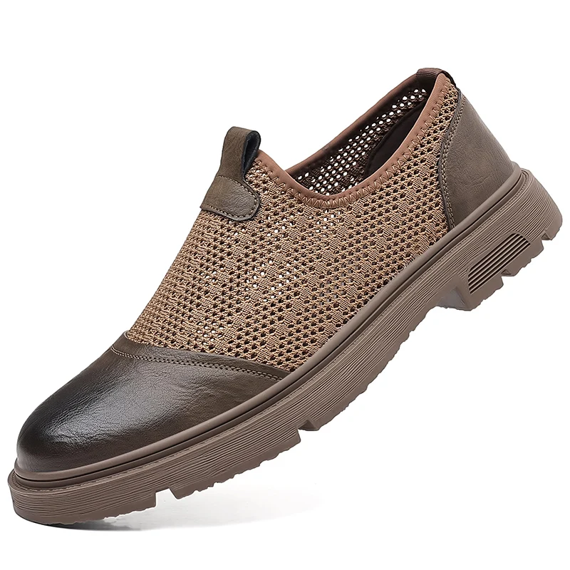 Summer Men\'s Hollow Mesh Shoes Breathable Trendy Beach Outdoor Camping Shoes Fashion Casual Shoes Non Slip size：38-44