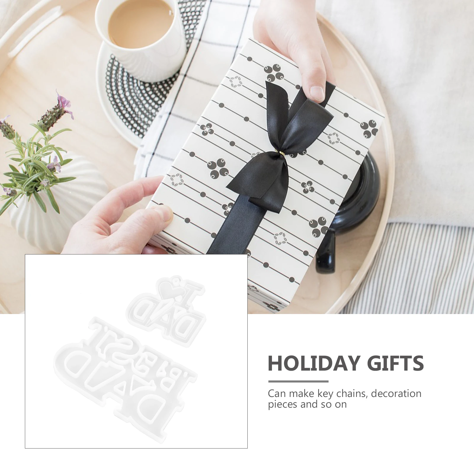 

2Pcs Keys Diy Key Ring Mold Molds for DIY Father Day Gift Keychain Pendant Craft Dad Decor Mold Hanging Accessories