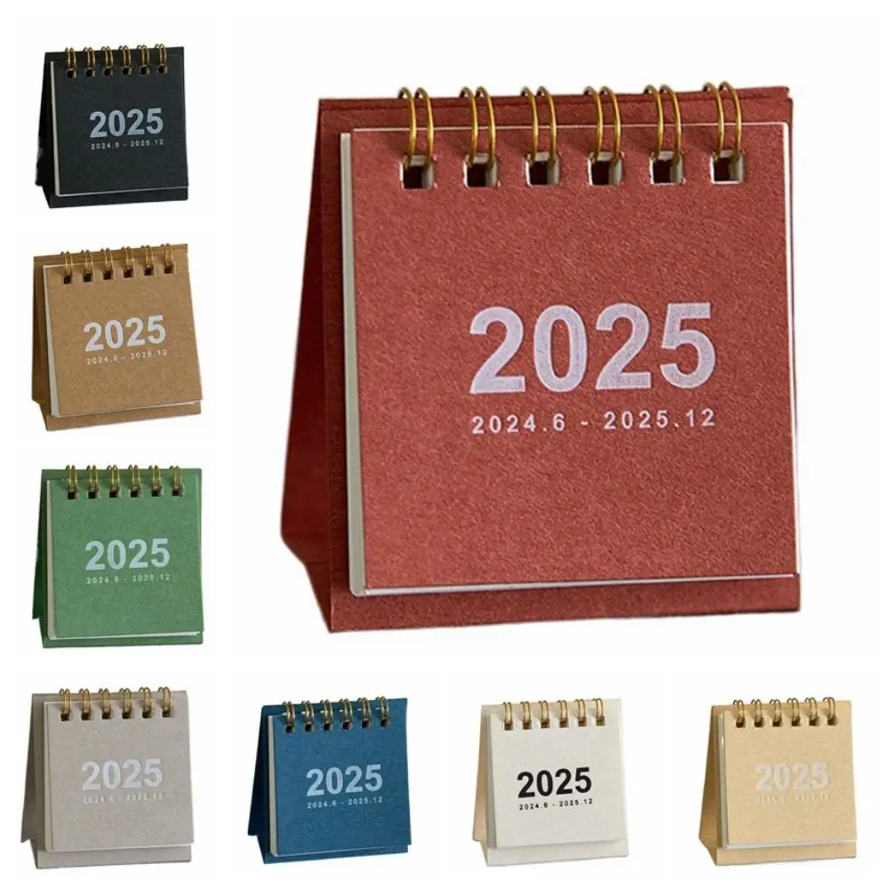 Creative 2024-2025 Calendar Simple Thick Paper English Desk Calendar Portable To Do List Table Floral Planner Office Ornaments