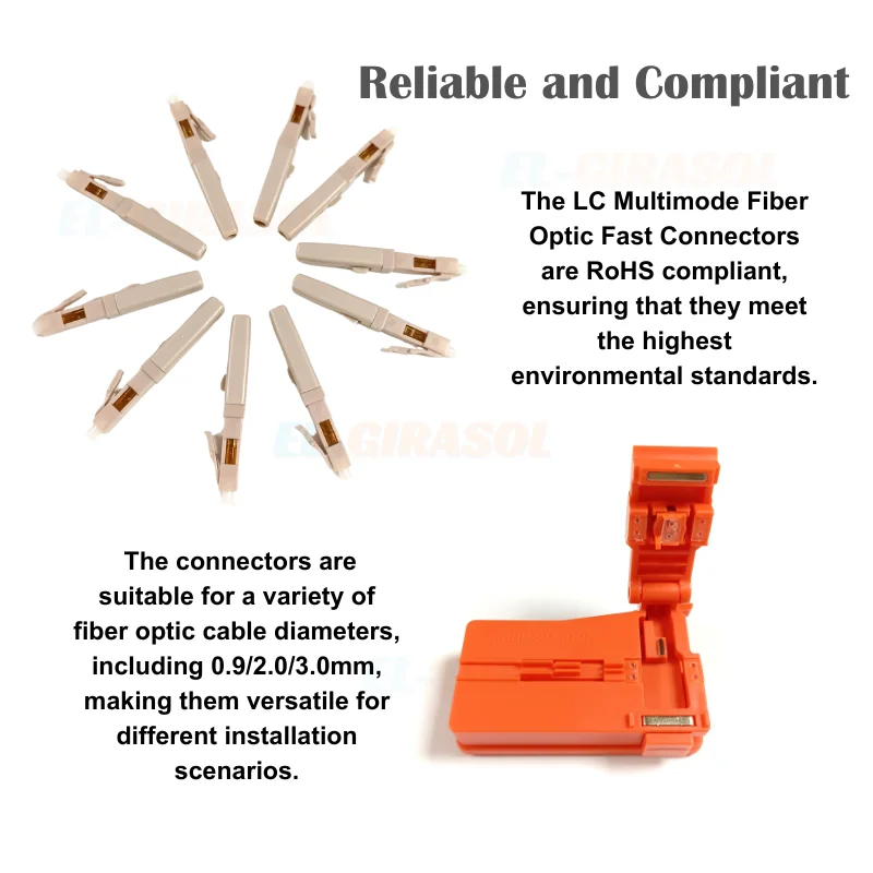 Imagem -05 - Conectores Rápidos da Fibra Ótica Multimodo do lc Upc Adaptador para Ftth 0.9 mm 2.0 mm 3.0 mm 100 Original