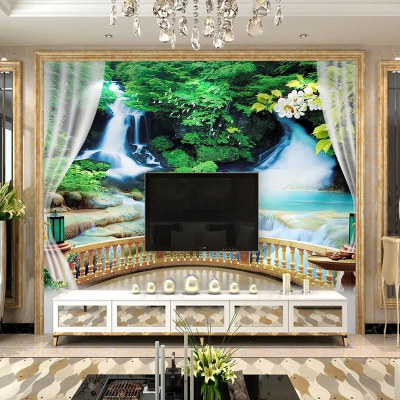 

Custom Any Size Mural Wallpaper 3D Waterfall Nature Landscape Mural TV Background Wall Sofa Backdrop Painting Papel De Parede