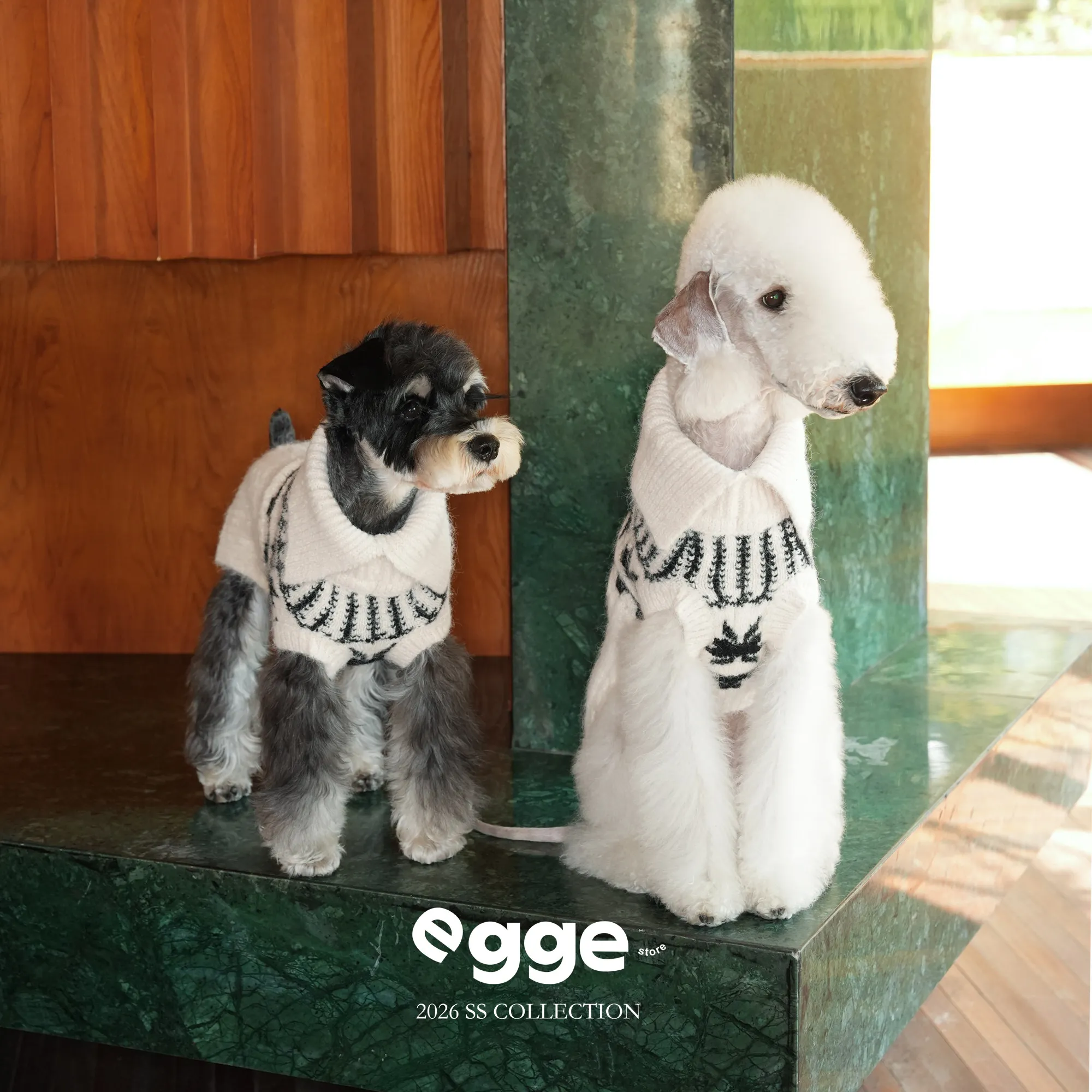 

EGGE Fair Isle Style Wool-blend Hand-knitted Sweater for Italian Greyhound Short Sleeves Grey British Lapel Sweater for Dogs