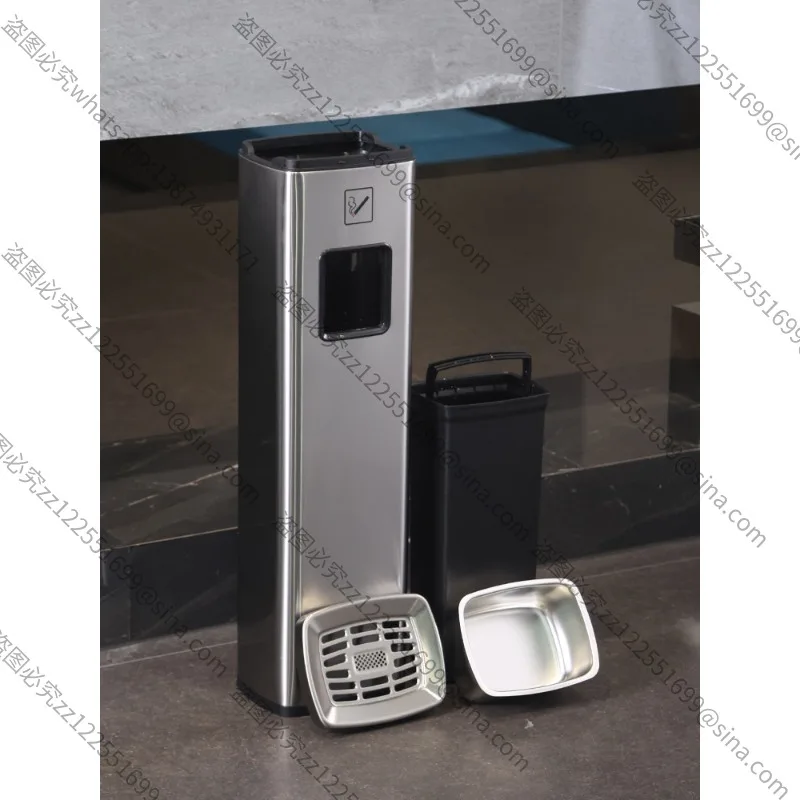 Applicable To Hotel LobbyCorridor Elevator Entrance SmokingArea Ashtray TrashCan Vertical Stainless Steel SmokeColumn Commercial