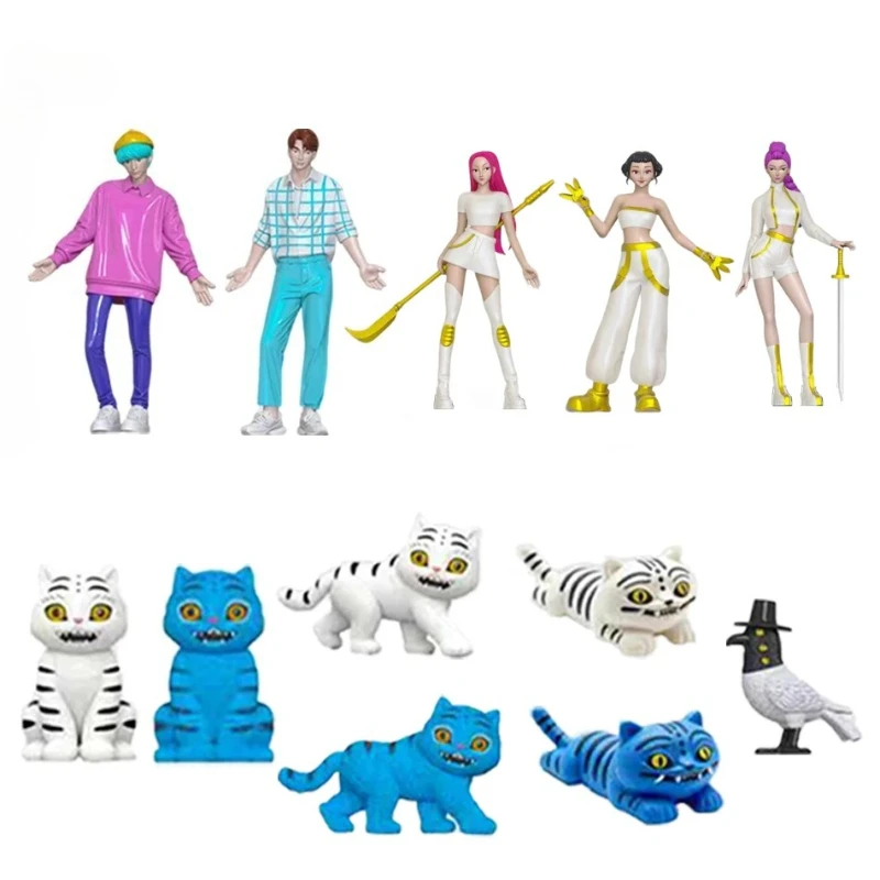 

In stock 1-24p kpop demon hunters figure k-pop demon hunters rumi mira zoey tiger statuette toy table decoration ornament gifts