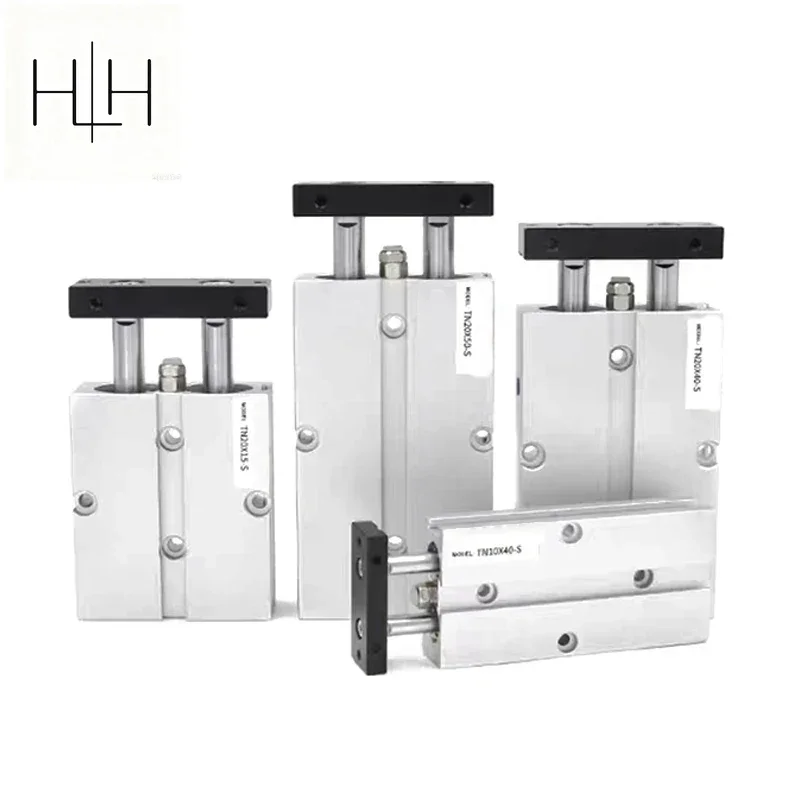 HLH TN Series Double Rod Pneumatic Cylinder Bore 10/16/20/25/32mm Stroke 5-200mm Aluminum Alloy Stroke 30 35 40 45 50 60 70 75mm