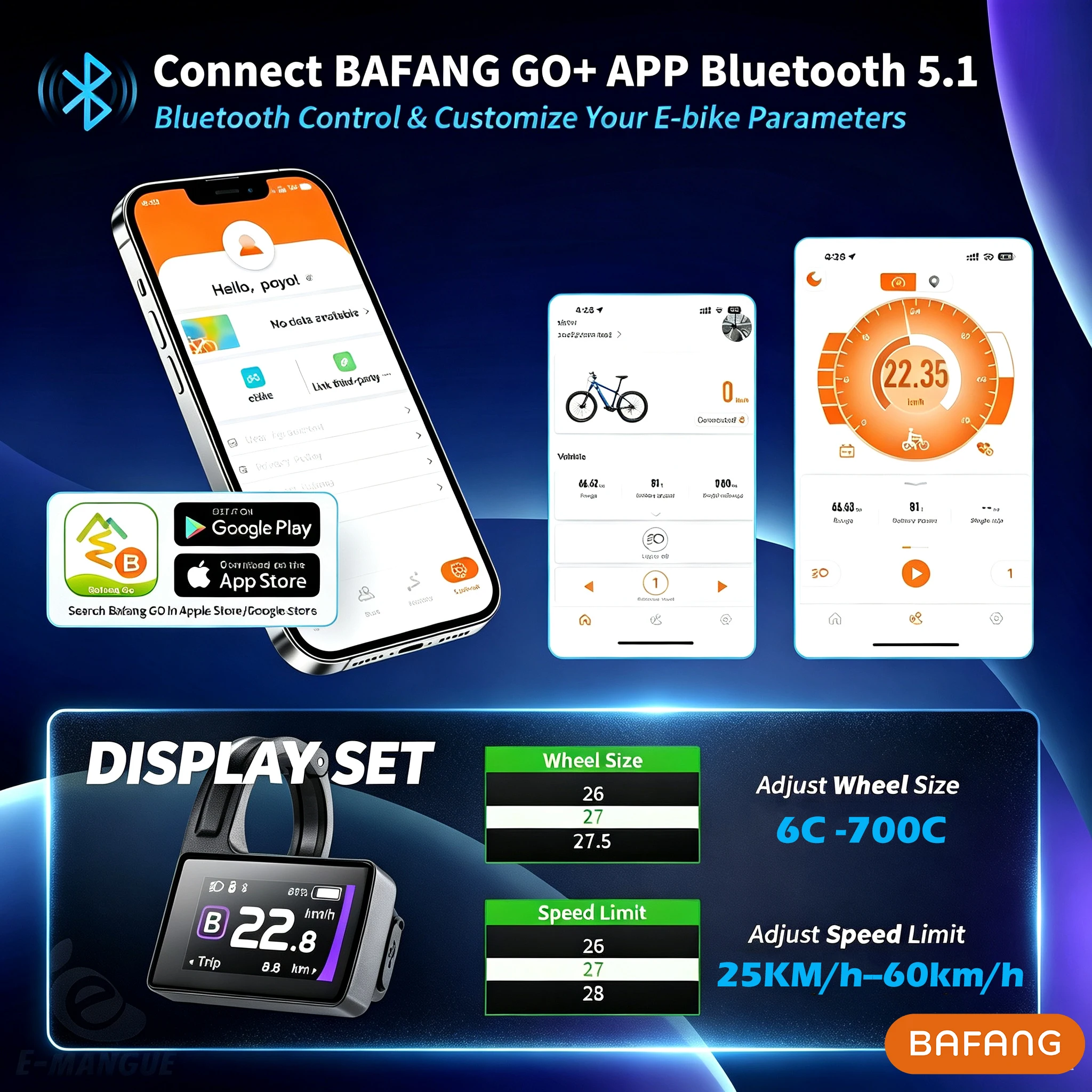 Bafang Display Upgrade DPC245 Bluetooth 5.1 CAN Protocol 5Pin Triangle Plug With Type-C Port for Bafang Mid Motor CAN Protocol
