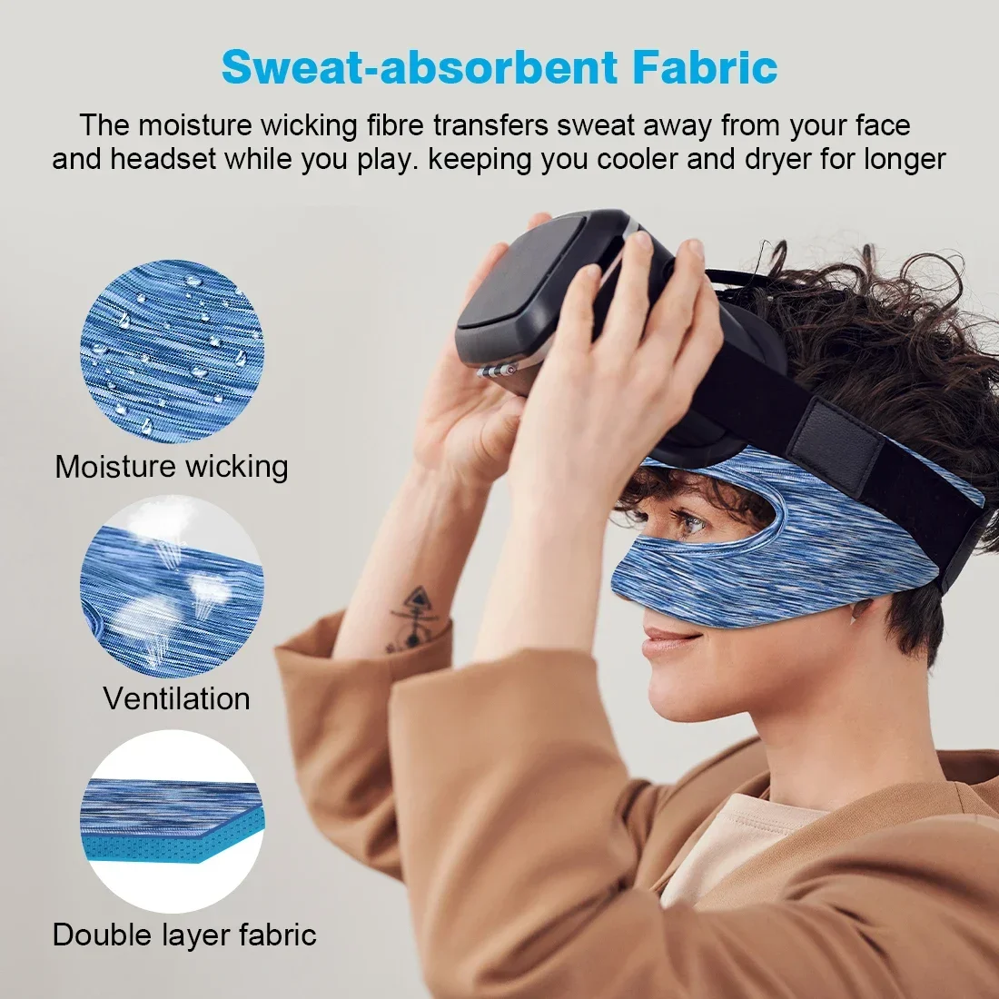 For Meta Oculus Quest 2 VR Glasses Eye Mask Cover Breathable Sweat Band Virtual Reality Headset For Quest 2 HTC Vive Accessories