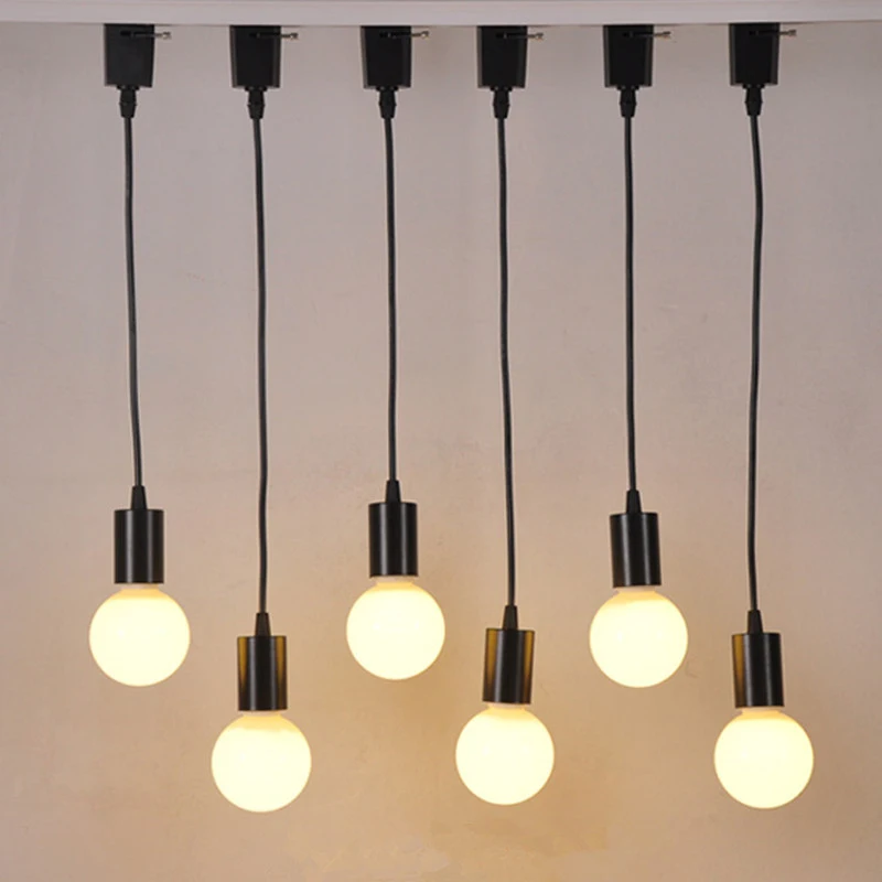 Track Light Aluminum Rail Track Hanging Lamp E27 Lamp Kitchen Lighting Loft Dining Room Lamp Led Bulbs Pendant Lamp Wire