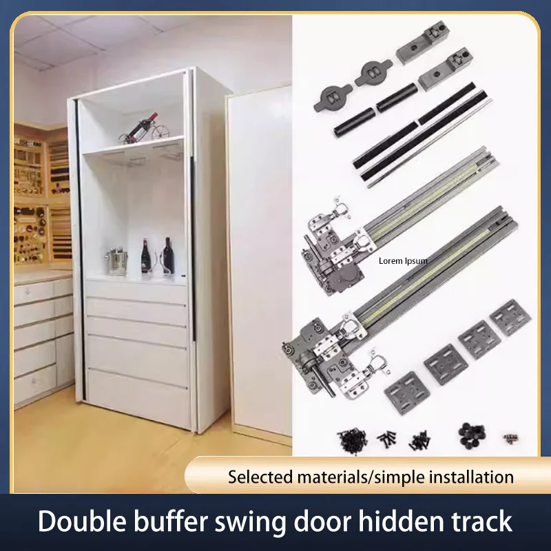 Invisible Pocket Door Telescopic Cabinet Door Wardrobe Bookcase Folding Swing Door Sliding Insert Door Hardware Guide Rail