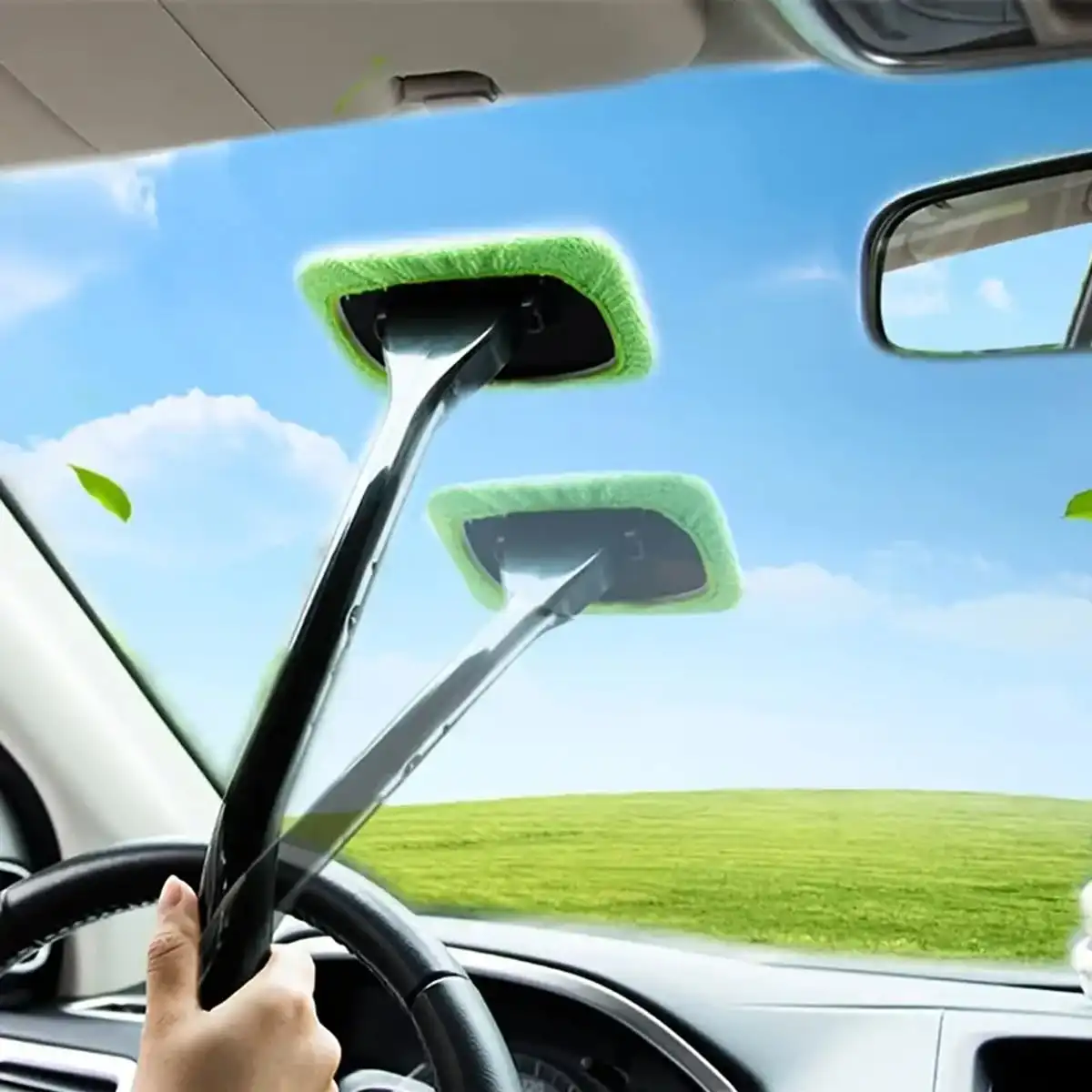 1pc Car Glass Window Cleaning Brush Multi-functional Windshield Cleaning Tool Interior Window Wiper Long Handle Brush Auto Acces